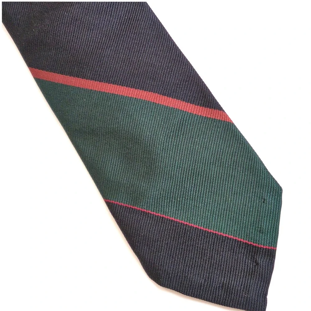 Vtg Polo Ralph Lauren Striped Silk Necktie Navy Green Red Striped Repp Classic